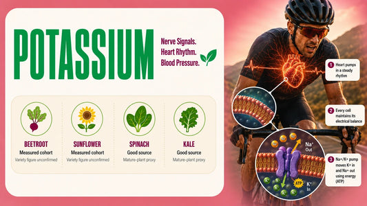Anthocyanins infographic showing Sango radish content and how the pigment changes color at different pH levels beside a healthy meal